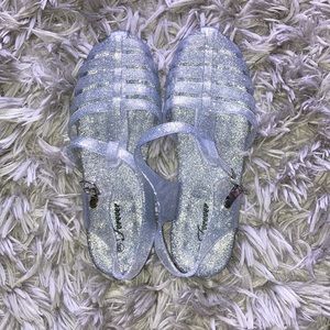 Silver sparkle jelly sandals